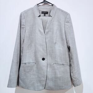 Talbots Womens Gray Tailored Sharkskin Blazer Bootcut Pants Suit Size 12/14